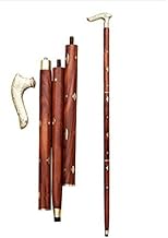 WhopperIndia Handmade Folding Walking Cane/Rule with Round Brass Tip (Brass), Walking Cane with Comfort Grip Handle, Walki...