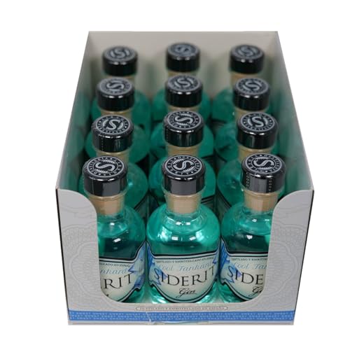 SIDERIT Gin CoolTankard 43% Vol, Pack 12 Miniaturas 50ml – Ginebra artesanal con flor de borraja y botánicos. Destilación en vidrio para pureza excepcional. Dulce y floral.