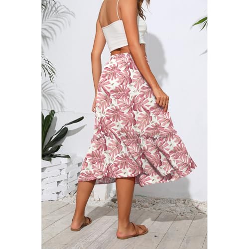 Image of Witsmile Summer Skirts for Women 2025 High Waisted Skirts for Women Vacation Wardrobe Essential(FP Pink Leaf,S)