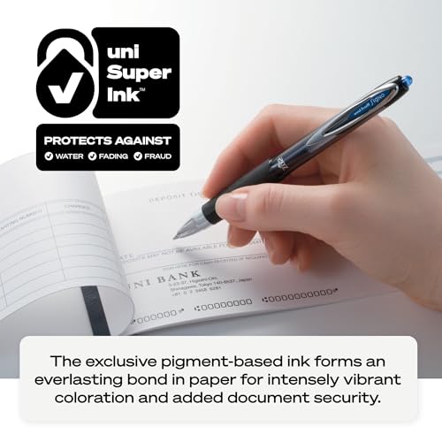 Uniball Signo 207 Caneta de gel com ponta de agulha, retrátil, média de 0,7 mm, tinta preta, barril