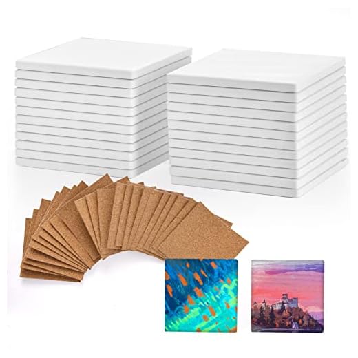 COYMOS 24 Pcs Blank Ceramic Coasters White Ceramic Tiles for Crafts 4x4 in