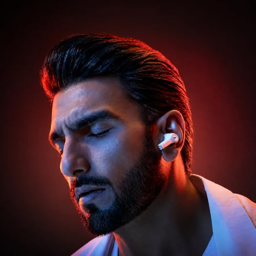 Image of Wireless TWS Earbuds Compatible with Boat Nirvana Ion ANC, 32dB Active Noise Cancellation, 120H Playback, Bluetooth v5.3, Quad Mic ENx, App Support, Crystal Sound, in-Ear Earphones (Quartz White)