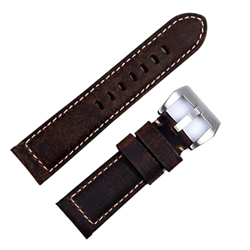 Bracelet montre 24mm cuir Crazy Horse fait main vintage pour Panerai