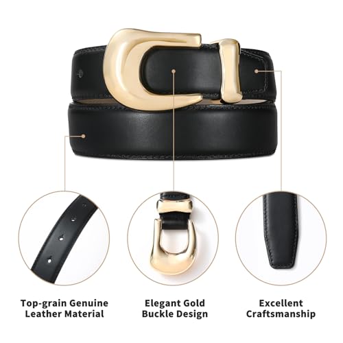 Genuine Leather Belts for Women Belt with Gold Buckle for Jeans Dresses and Casual Outfits4