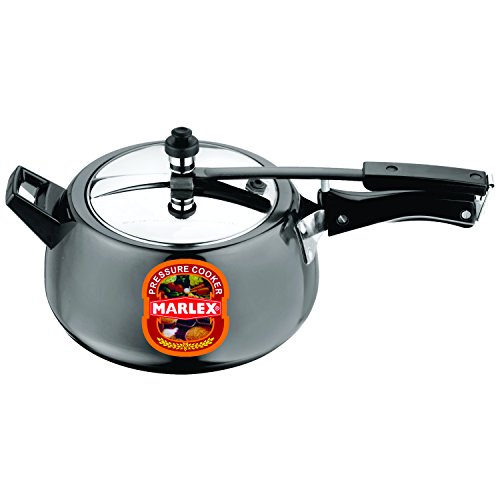 Marlex Contura Turdi Black Induction Base Inner Lid Hard-Anodized Aluminium Pressure Cooker, Black (5 Liters)