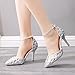 Royal Blue Rhinestone Sandals Thin High Heels Pointed Toe Sandals Blue Crystal Heels Shoes Fashion High Heel Shoes (39 M EU / 8 B(M) US, Silver, numeric_8)