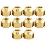 Lot de 10 écrous de 3/8' pour tuyaux en cuivre de climatisation, raccords de tuyaux en laiton pour tuyaux en cuivre de climatisation, écrous à sertir pour carburant, huile, gaz et conduites d'air