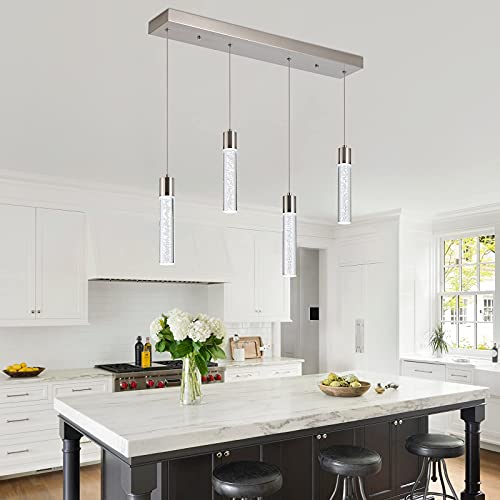 Image of 4-Light Integrated LED Hanging Pendant Ceiling Light Fixture Crystal