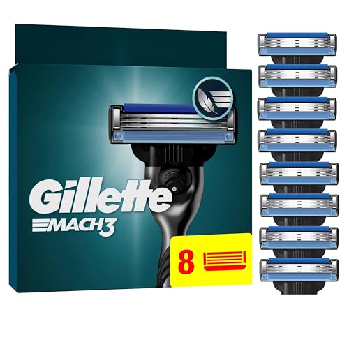 Gillette Mach3 Rasierklingen für Männer, 8 Original Gillette Ersatzklingen, Klingen für Herren mit Gleitstreifen für ein sanftes Gleiten und Klingenbeschichtung