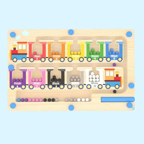 Strehknewen Labirinto magnético Montessori crianças 2 3 4 5 anos, brinquedo educativo de madeira com cores e números, jogo de motor: fina, presente pré-escolar para menino e menina