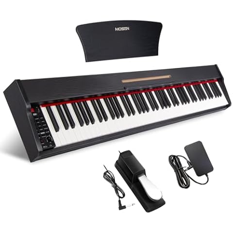 MOSEN Digital Piano, Portable Electric Keyboard for Beginners, Full Size Piano Keyboard 88 Keys, Dual Keyboard, Daul Speaker, Music Stand, Power Adapter, Sustain Pedal, USB MIDI, Black (MSP-30BK) Cover