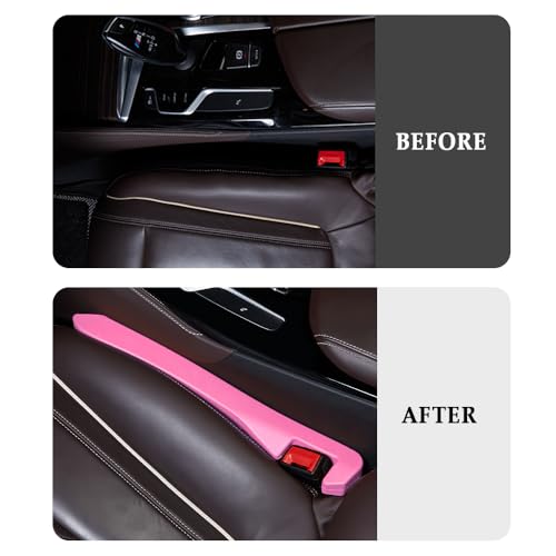 IHOTDER 2PCS Car Seat Gap Filler,Super Flexible Car Side Seat Gap Filler Car interior Accessories,Universal CCar Organizer Between Seats for Tightly Filling Seat Gaps (Pink)……