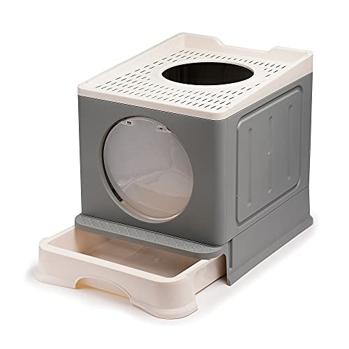 Arenero Cerrado Sanitario Gato arenero para Gatos Plegable arenero para Gatos arenero Gatos Grande 45*34*39cm Aleatorio (SOY0120)