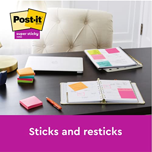 Post-It Super Sticky 7100034579 Karteczki Samoprzylepne, Wielokolorowy, 76 x 76 mm