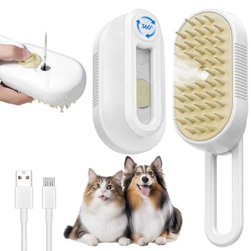Cat Steam Brush, Rechargeable Pet Grooming & Shedding Tool