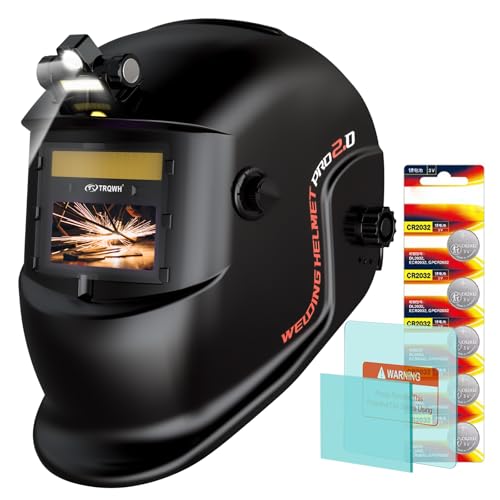 Image of TRQWH Welding Helmet with Light True Color Auto Darkening Welding Helmets for Men Solar Powered Welding Hood with 2 Arc Sensor Wide Shade 4/9-13 for TIG MIG ARC Cool Welder Mask