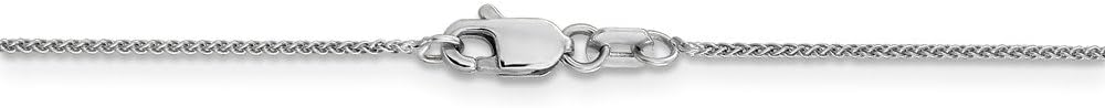 Solid 14K White Gold .8mm Baby Spiga Wheat Chain Necklace - with Secure Lobster Lock Clasp