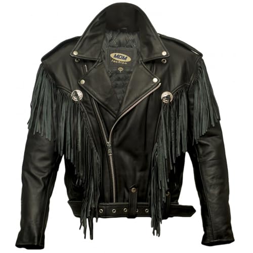MDM Fransen Chopper Lederjacke in schwarz (4XL)