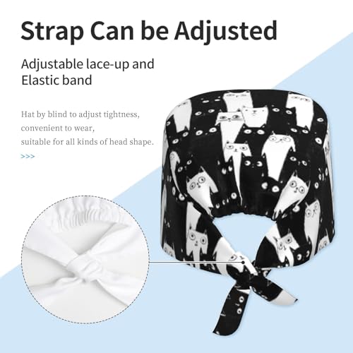 Image of Adjustable Scrub Cap with Sweatband, Breathable Working Hat for Men /Women