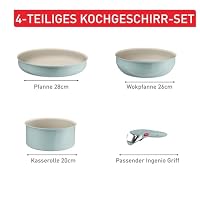 Tefal Ingenio Serenity Kochgeschirr-Set 4-teilig, Mineralia Antihaftversiegelung, platzsparend, stapelbar, für alle Herdarten, spülmaschinengeeignet, Eucalyptus, L8284S04 – Ansicht 8