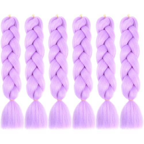 Extension cheveux violet lavande synthétique et tressage cheveux long haute température x6