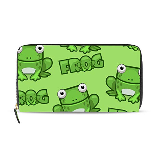 Portefeuille long cuir femme motif grenouille fermeture éclair zippé