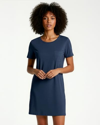 Image of Real Essentials 3 Pack: Women's Short Sleeve Nightgown Dress - Nightshirt Pajama Sleep Shirt Sleepwear (Available In Plus)