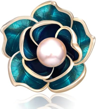 Brooches for Women Green Rose Pearl- Austrian Rhinestone Brooch Jewelry - Ladies Wedding Bouquet Brooches Pin for Birthday, Christmas, Anniversary