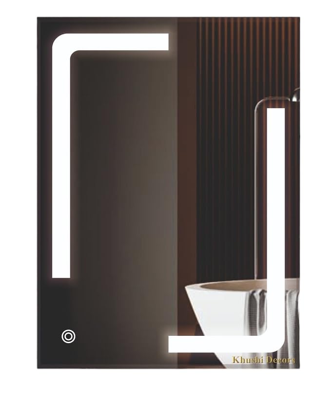 Khushi Decors Rectangular L-Shape LED Mirror Glass for Bathroom Wall | Decorative Wall Mounted Mirror for Bedroom, Living Room, Drawing Room, Hall, Makeup Area and Wash Basin Use (12x18Inch) 3