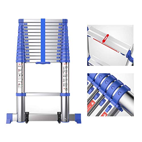 Preisvergleich Produktbild Aluminium-Teleskopleiter, ausziehbar, extra hoch, tragbare Klappleiter, mit Stabilisatorstange, 150 kg lxhff