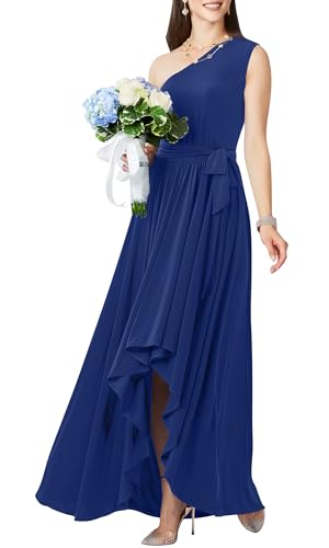 Image of KOH KOH Womens One Shoulder Cocktail Bridesmaid Wedding Guest Maxi Dress