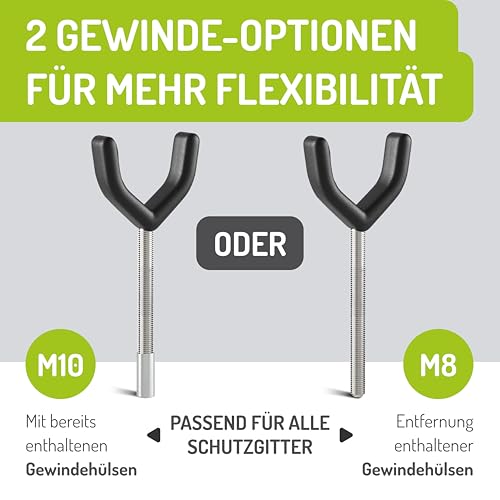 Y-Adapter 4er Set für Türschutzgitter & Treppenschutzgitter I Universal für Geländer bis 40 mm, Anti-Rutsch, kompatibel mit M8 & M10 Gewinde | Schnelle Montage ohne Bohren am Kinderschutzgitter