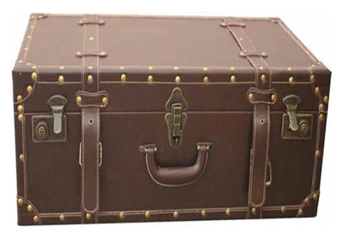 Valise rétro en bois 60x40x25 cm coffre de rangement et déco