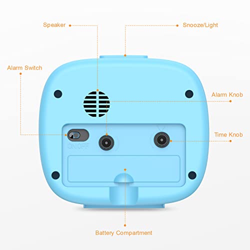 Jxtz Analog Alarm Clock, Silent Non Ticking Bedside Clock Battery Powered, Small Travel Clock With Night Light, Ascending Alarm, Snooze, Easy Set, Desk Clock For Heavy Sleepers Kids Elder Gifts Blue #TOP4