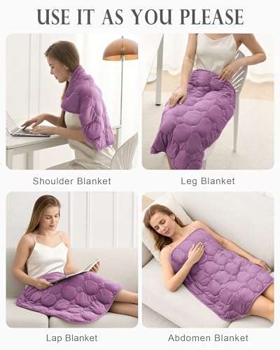 Image of Cottonblue Weighted Lap Blanket Pad 7 lbs 29 inch x 24 inch, Cozy Luxury Crystal Velvet Weighted Blanket for Adults, Small Weighted Blanket Throw All Season for Travel Relaxation Sleeping, Purple Blanket