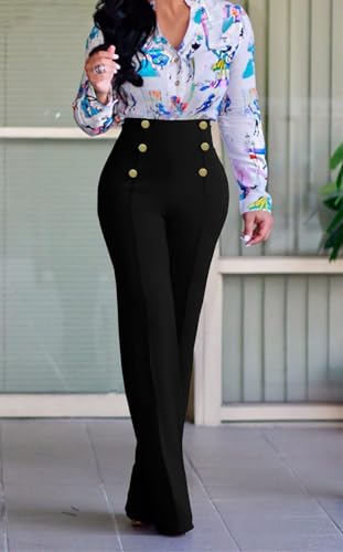 A ADILACA Women High Rise Fashion Style Long Straight Leg Trouser2