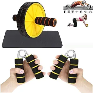 CONSONANTIAM AB Wheel Roller Abdominal Workout Stomach and Weight Loss Equipment And (Two Piece) Fitness Foam Hand Grip,Hand Gripper,Grip Strength Trainers