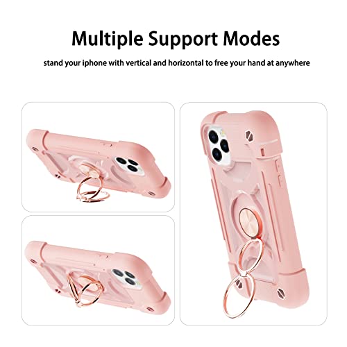 Image of MARKILL Compatible with iPhone Case with Ring Stand, Military Grade Drop Protection Full Body Rugged Heavy Duty Protective Durable Cover iPhone. (Pink, iPhone 12 Pro Max 6.7 inch)
