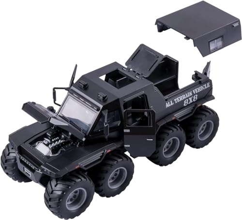 Image of SPITEN 1:32 Scale Exclusive Alloy Metal Pull Back Die-Cast Car Scale Model With Sound Light Mini Auto Toy For Kids Metal Model Toy Car With Sound And Light (8X8 Suv Police Pickup), Multicolor