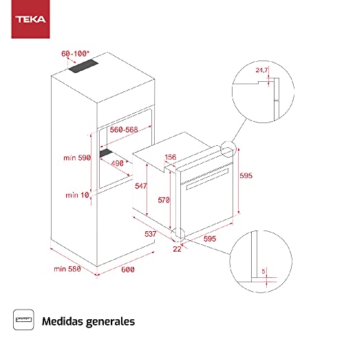 Teka HLB 840 P - Horno Pirolítico Multifunción SurroundTemp de 60 cm, Sistema de Limpieza DualClean, Touch Control, Sistema Guía Plus-Extension, Color Cristal Negro con Marco - imagen 9