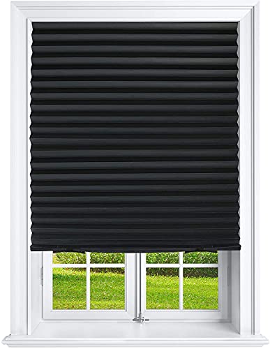 Pleated Paper Shades Room Darkening Blinds Black 36  x 69  (Pack of 6 Temporary Shades)