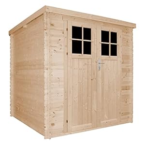 TIMBELA M309F + M309G Houten tuinhuis met bewerkte vloer, afsluitbare deur, hoogwaardige kwaliteit, B 204 x L 204 x H 202 cm, 3,53 m², waterdicht dak, vensters