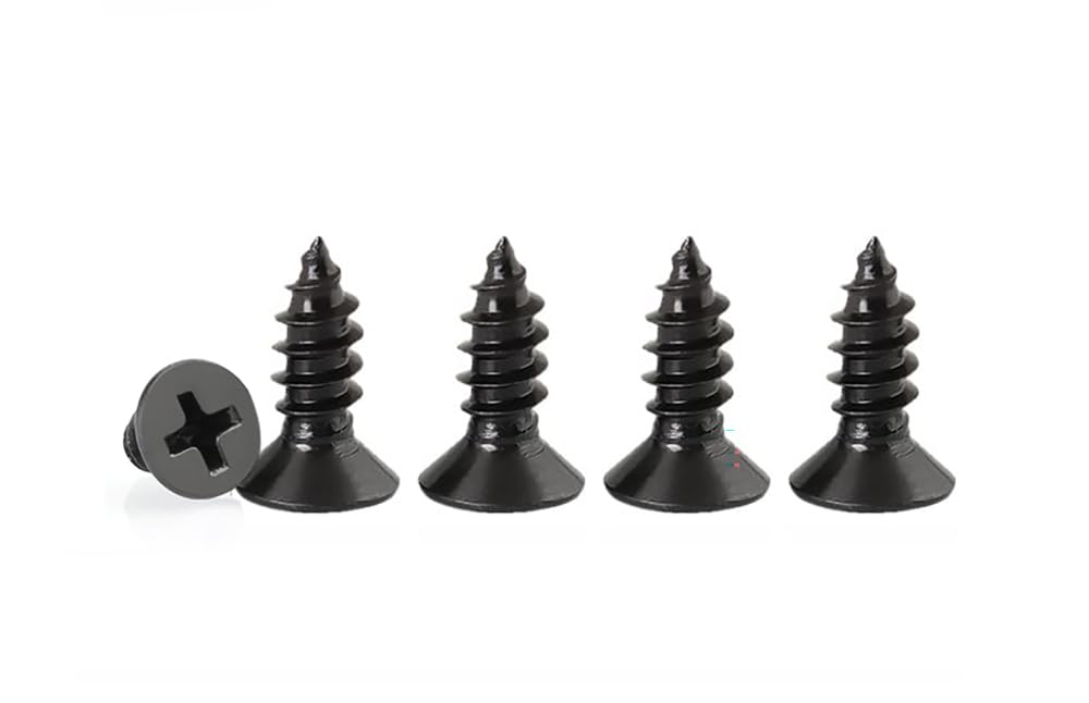 Black Self Tapping Screws for Wood,100pcs M4 x 10mm 304 Stainless Steel Flat Head 10mm screws for Furniture and Drywall (M5 x 12mm 50PCS)