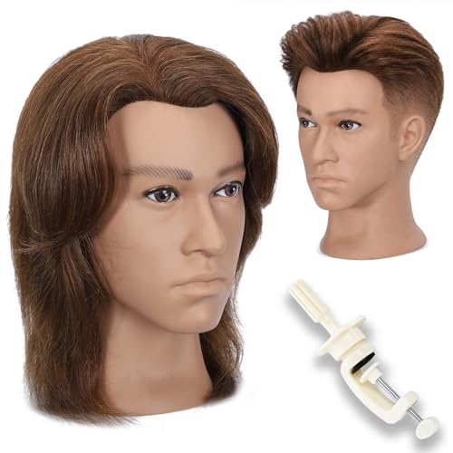 Kalyx 12" Male Mannequin Head, 100% Soft Human Hair Barber