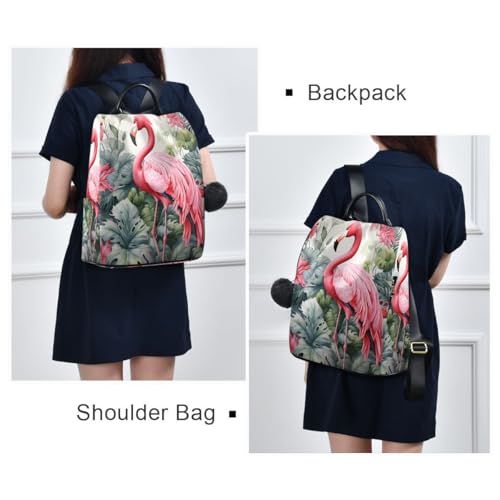 Image of ALAZA Flamingo and Leaves Trips Hiking Camping Rucksack Pack for Women