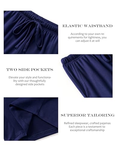Image of Ekouaer Pajama Shorts for Women Soft Comfy Lounge Shorts Drawstring Pj Shorts Short Pajama Bottoms with Pockets S-XXL