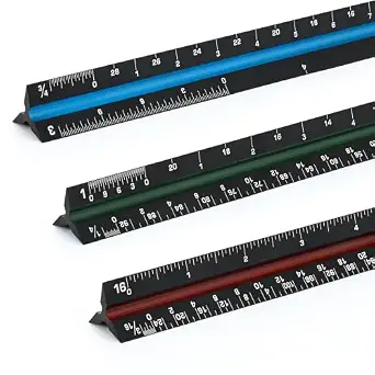 Unjoo Architectural Scale Ruler, 12'' Aluminum Alloy Drawing Scale, Black