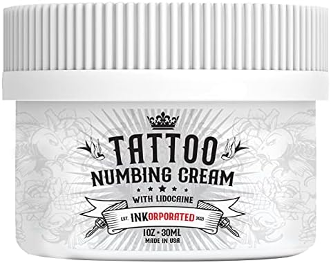INKorporated Premium Tattoo Numbing Cream Numbing Cream for Tattoos, Laser Hair Removal, Brazilian Waxing - Vitamin E-Infused Lidocaine Cream Brings Relief Within 5-15 Mins - 30ml (1 Oz (Pack of 1))