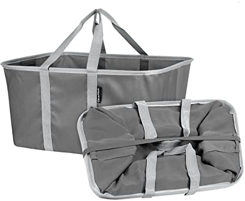 CleverMade Collapsible Fabric Laundry Baskets - Foldable Pop-Up Storage Container Organizer Bags - Large Rectangular Space Saving Clothes Hamper Tote with Carry Handles, Pack of 2, Charcoal