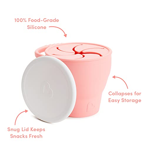 Image of Munchkin Snack Catcher Toddler Snack Cup with Lid, Silicone, Collapsable, Coral /Pink